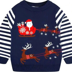 Children's Christmas Sweaters Boys/Girls Santa Pullover Kids Knited SZ 4-5 Y